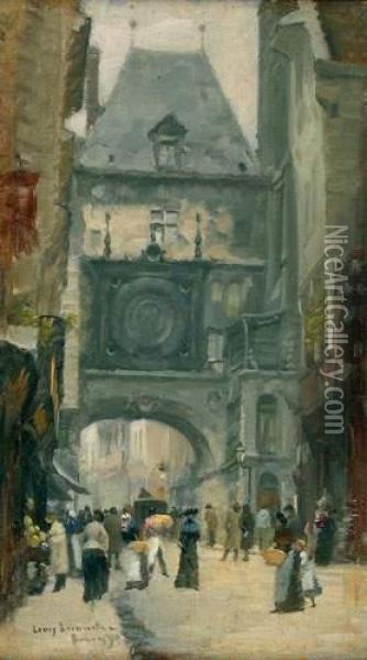 Rouen, Le Gros Horloge Oil Painting - Louis Lemaitre