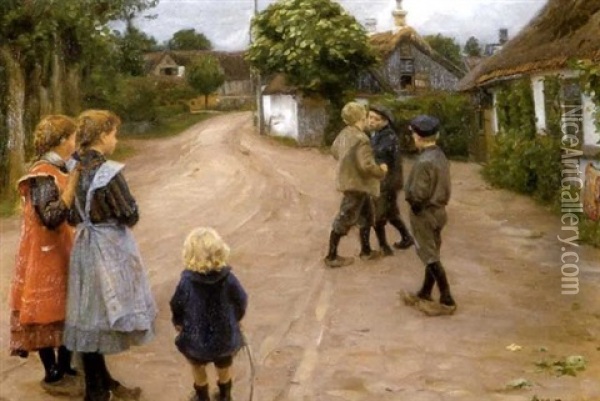 Rivalerna Oil Painting - Hans Andersen Brendekilde