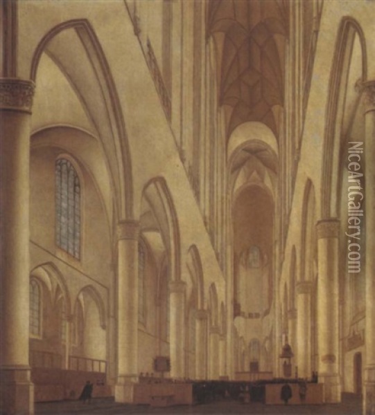 The Interior Of Saint Bavo, Haarlem Oil Painting - Pieter Janz Saenredam