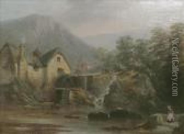 Mill Of Trefriw, Near Llanwrst, North Wales Oil Painting - Thomas Creswick