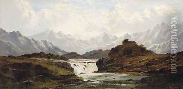 The falls of Ericht, Perthshire Oil Painting - Charles Leslie