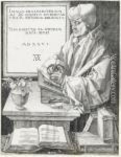 Erasmus Of Rotterdam (b. 107; M., Holl. 105; S. M. S. 105) Oil Painting - Albrecht Durer