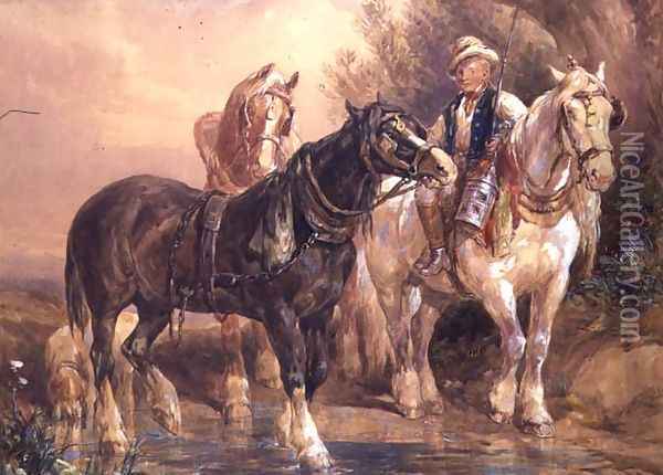 Boy and Cart Horses Oil Painting - John Frederick Tayler