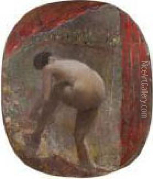 Le Rideau Rouge Oil Painting - Ernest Quost