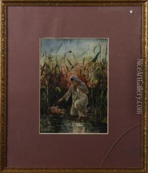 Moses I Vassen Oil Painting - August Wilhelm Nikolaus Hagborg