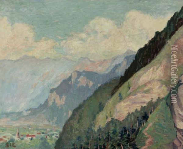 Paysage De Meiringen - Suisse Oil Painting - Georges dEspagnat