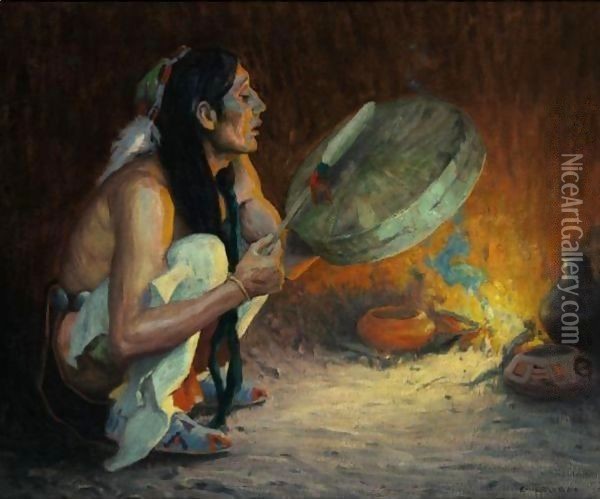 The Chant (The Tom Tom) Oil Painting - Eanger Irving Couse