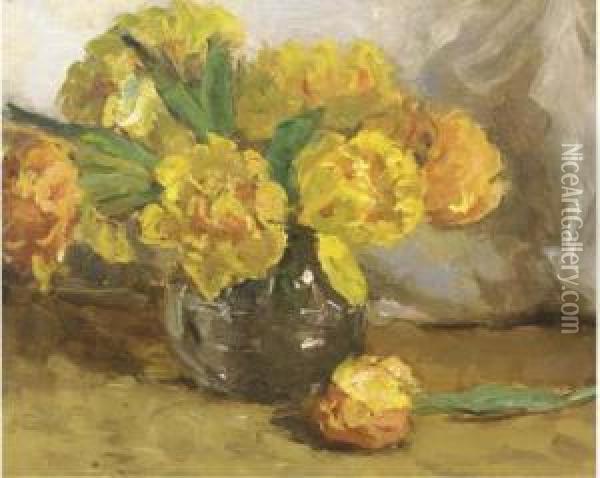 Yellow Tulips Oil Painting - Ans Van Den Berg