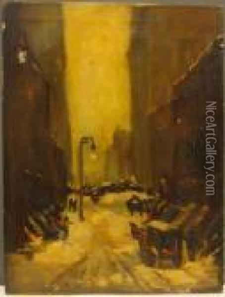 City Street Scene In Winter Oil Painting - Robert Henri