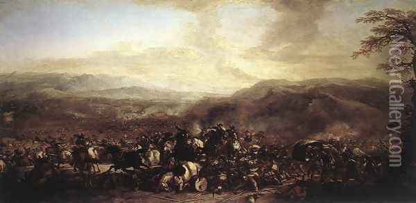 The Battle of Mongiovino Oil Painting - Giacomo Cortese (see COURTOIS, Jacques)