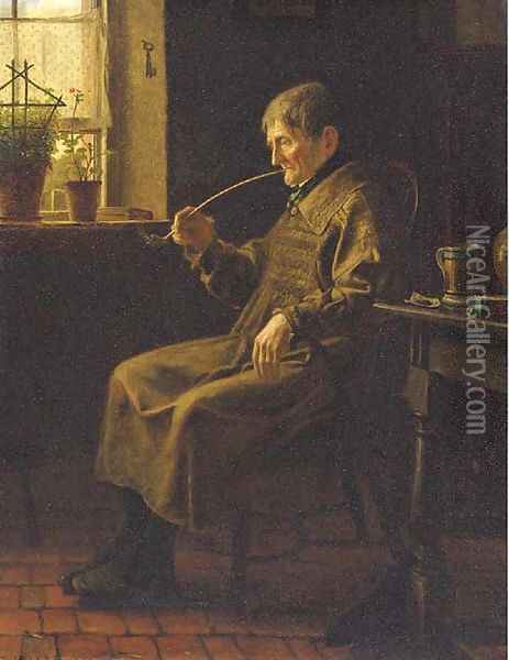 A quiet pipe Oil Painting - Henry Stacy Marks