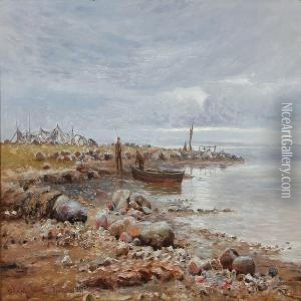 Coastal Scene From Bramsnaes, Denmark Oil Painting - Niels Frederik Schiottz-Jensen