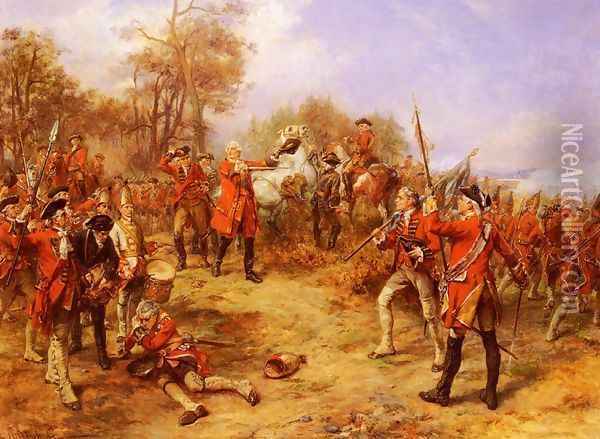 George II at the Battle of Dettingen Oil Painting - Robert Alexander Hillingford