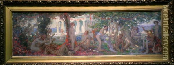 The Garden Of Aphrodite Oil Painting - A. Eloy-Vincent
