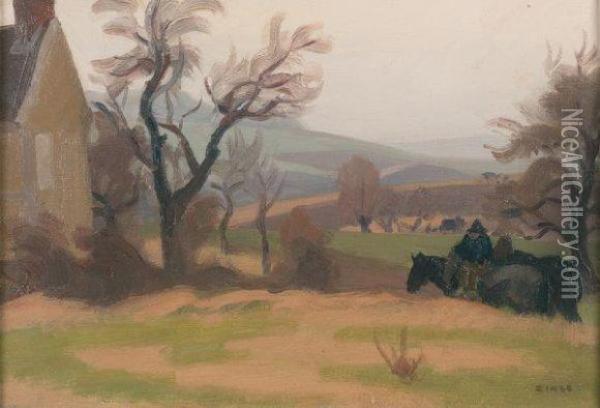 La Rentree Des Laboureurs, Bourgs En Vexin Oil Painting - Jules Emile Zingg