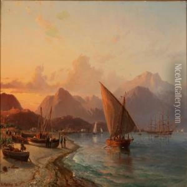 Fra Den Spanske Kyst Ved Gibraltar Oil Painting - Vilhelm Melbye