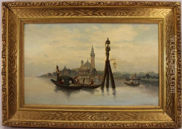 Gondolas In Venice Oil Painting - Karl Kaufmann