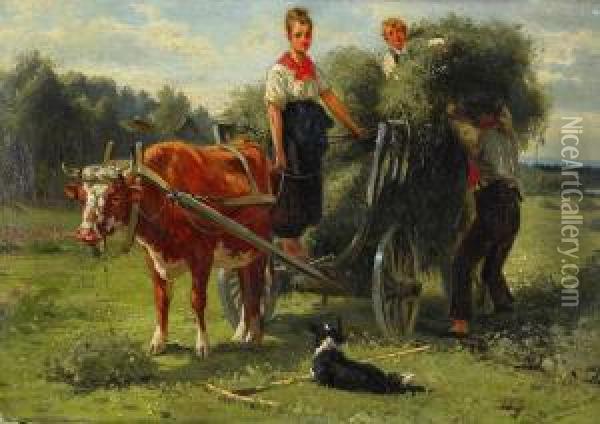 Hobargning Oil Painting - Gustaf Brandelius
