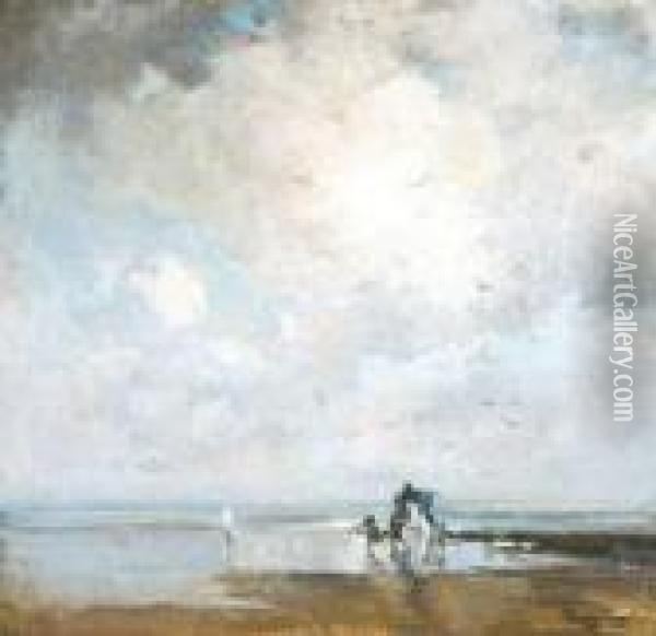 Strandzicht Oil Painting - Jean-Leon Gouweloos