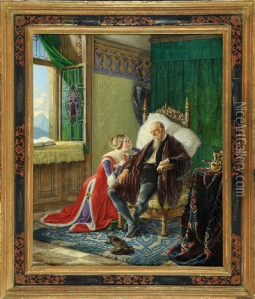 Der Kranke Ritter, Von Seiner Tochter Gepflegt Oil Painting - Johann Josef Geyer