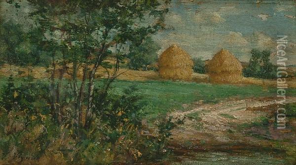 Haystacks Oil Painting - Claude Vignon