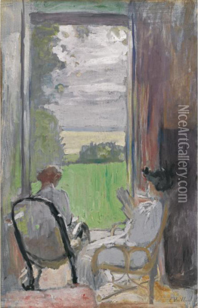 Lucy Hessel Et Jeanne Strauss Aux Etincelles Oil Painting - Jean-Edouard Vuillard