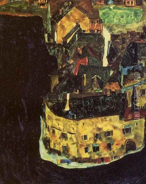 City on the Blue River II Oil Painting - Egon Schiele
