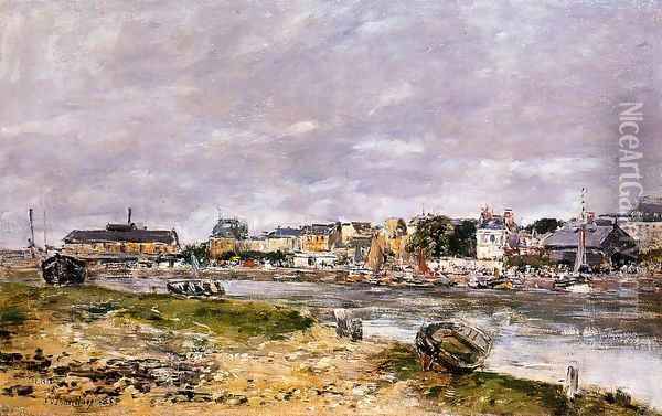 The Port of Trouville the Market Place and the Ferry 1884 Oil Painting - Eugene Boudin