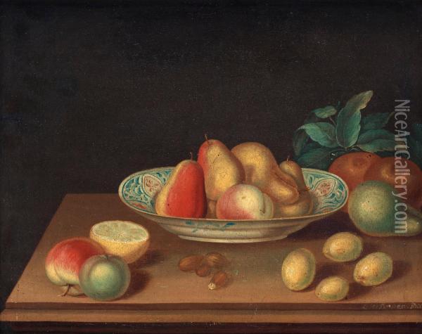 Still Life With Fruit And Nuts Oil Painting - Lars Henning Boman
