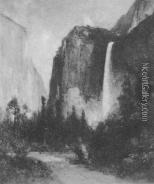 Camping Below Bridal Veil Falls Oil Painting - Thomas Hill