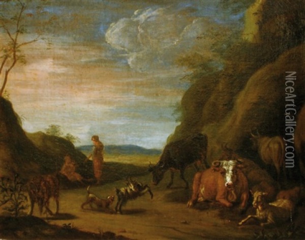 Scene Pastorale Oil Painting - Johannes van der Bent
