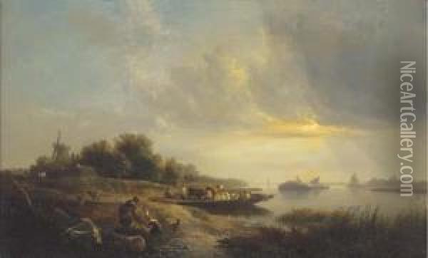 The Ferry Oil Painting - Edward Jr Williams