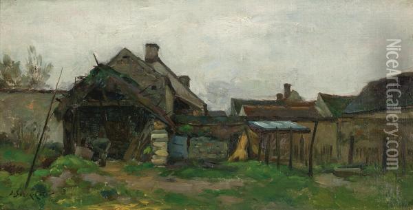 Farm Buildings With Farmer Oil Painting - Marc-Aurele Foy De Suzor-Cote
