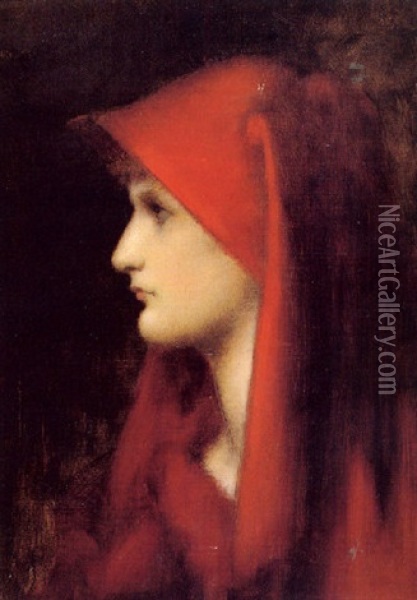 La Femme En Rouge Oil Painting - Jean Jacques Henner