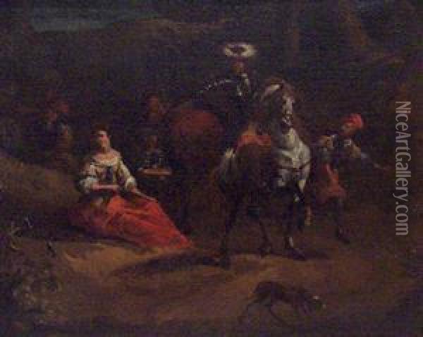 Rest During The Stag Hunt Oil Painting - Jean Baptist Van Der Meiren
