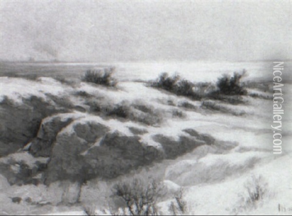 Coastal Snow Oil Painting - John Calvin Stevens
