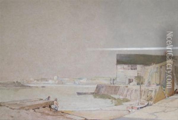 A Sussex Harbour Oil Painting - William Josiah Redworth