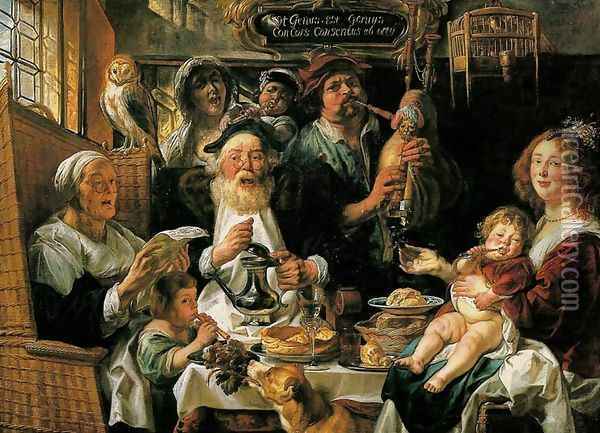 As the Old Sing, So the Young Pipe Oil Painting - Jacob Jordaens