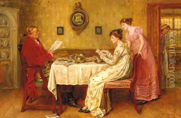 At the breakfast table Oil Painting - George Goodwin Kilburne