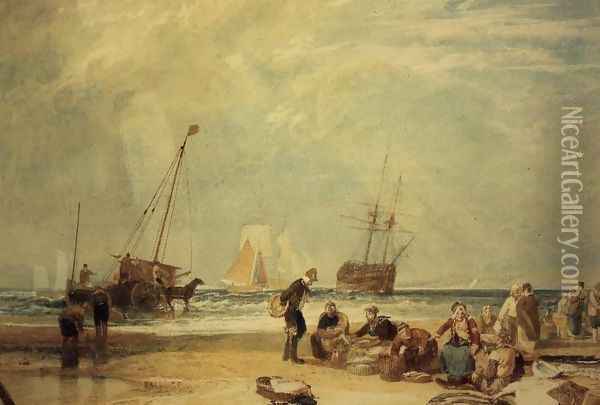 Fishmarket on the Sands, Hastings Oil Painting - Joseph Mallord William Turner