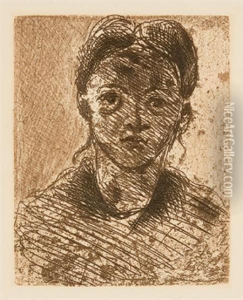Portrait De Peintre A. Guillaumin Au Pendu; Tete De Jeune Fille(cherpin 2; 4) Oil Painting - Paul Cezanne