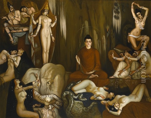 The Temptation Of Buddha Oil Painting - Eduardo Chicharro Aguera