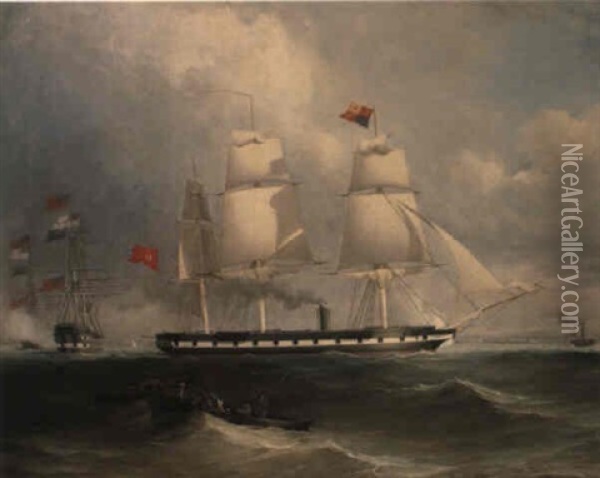 The Sultan Of Turkey Abdul-aziz At The Royal Navy Review, 17th July 1867 Oil Painting - Charles Gregory