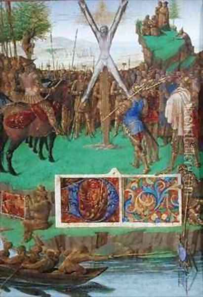 Martyrdom of St Andrew before the Proconsul Egeas Oil Painting - Jean Fouquet