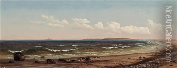 'long Beach From Nature' Nahant, Massachussetts Oil Painting - Sylvester Phelps Hodgdon