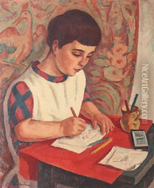 Margareta Desenand (fata Pictorului) Oil Painting - Stefan Dimitrescu