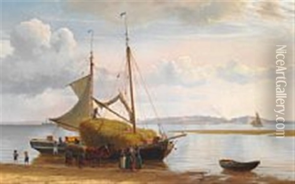 Sailboat Loaded With Hay Oil Painting - Christian Blache