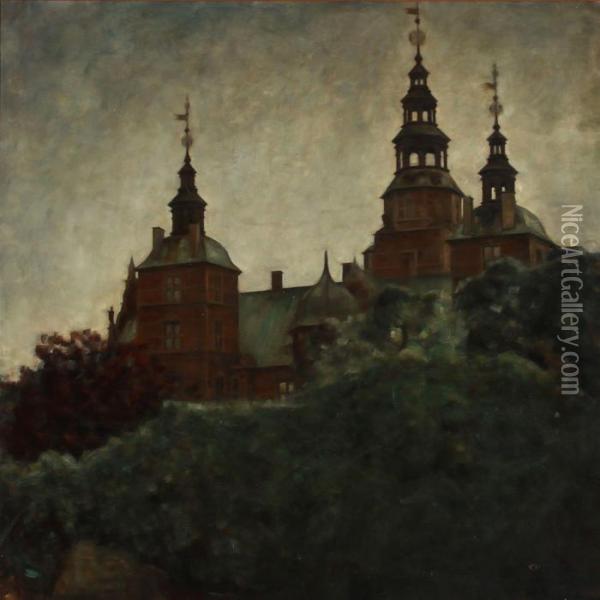 View Towards Rosenborg Castle In Copenhagen Oil Painting - Svend Hammershoi