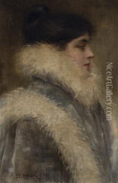 Profile Of A Woman Oil Painting - Henri Rondel