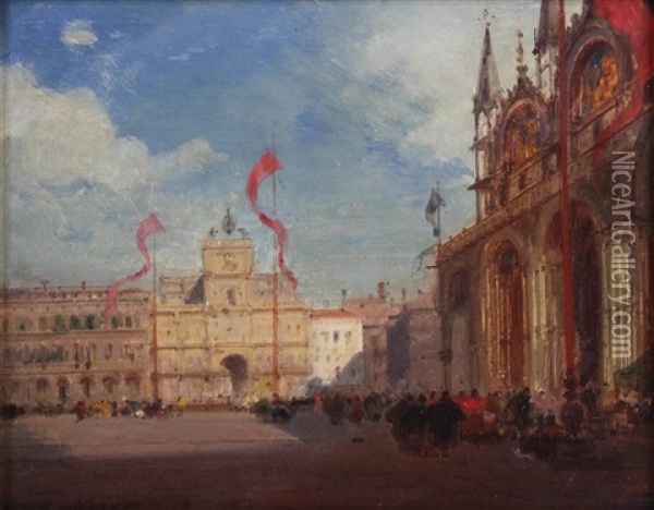 Piazza San Marco, Venice Oil Painting - Henri Duvieux
